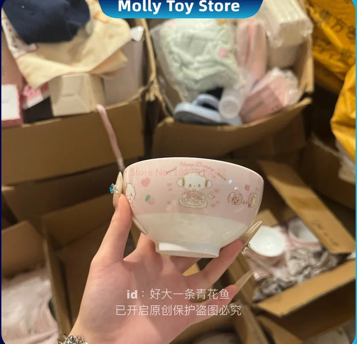 Kawaii Sugarbunnies My Melody Hellokitty Ceramic Ramen Bowl Tableware Salad Bowl Rice Bowl Large Capacity Household Soup Bowl