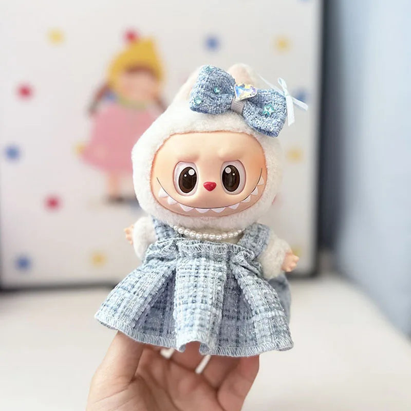 1st 2nd 3rd Gen Keychain Labubu Outfit Pendant Chic Lady Style Fragrant Wind Skirt Set for Labubu Doll and All 15/17cm Doll