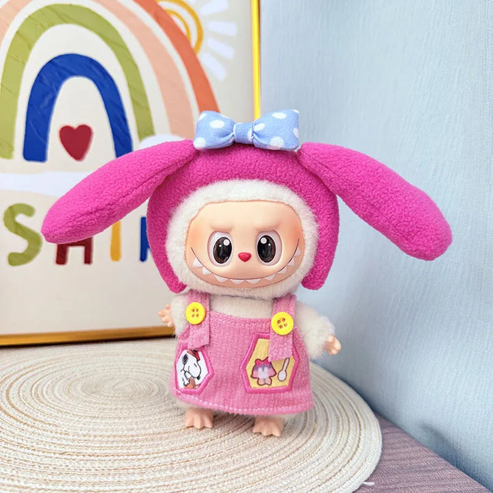 1st 2nd 3rd Gen Labubu Sitting Party Outfit Set Big Ears Pink Princess Cute Dress Up Pendant for Labubu Doll and 17cm Plush Doll