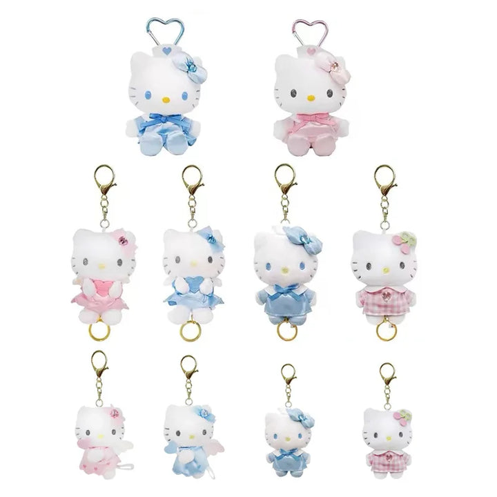 Sanrio Hello Kitty Angel Nurse Plush Toys Kawaii Telescopic Keychain Backpack Pendant Accessories Girls Festival Theme Gifts
