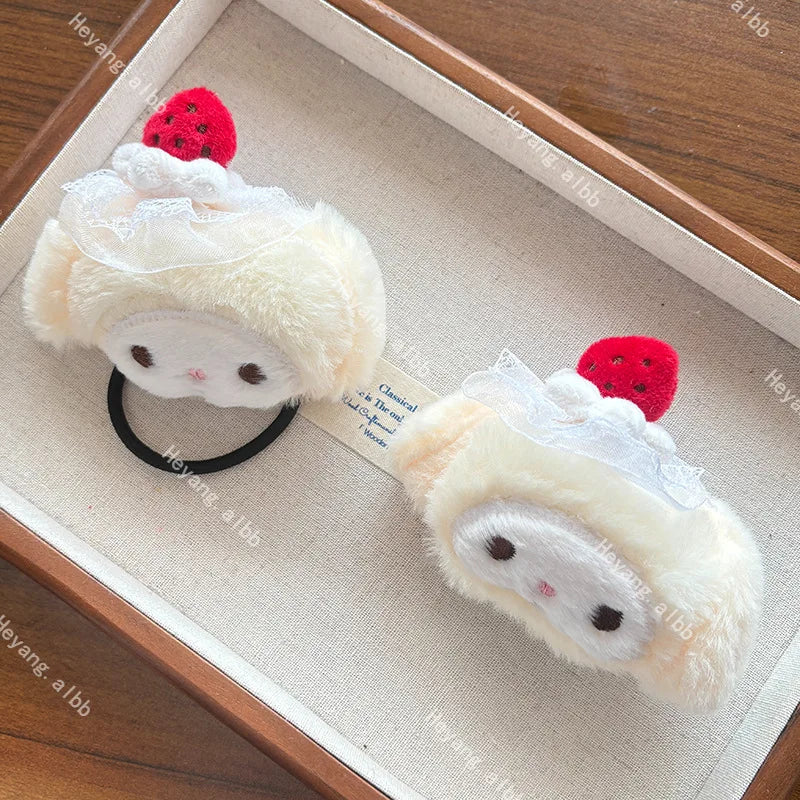 Kawaii Sanrio My Melody Plush Hairpin Cartoon Versatile Hair Band Headdress Sweet Bangs Side Clip Girl Birthday Gift Ornaments