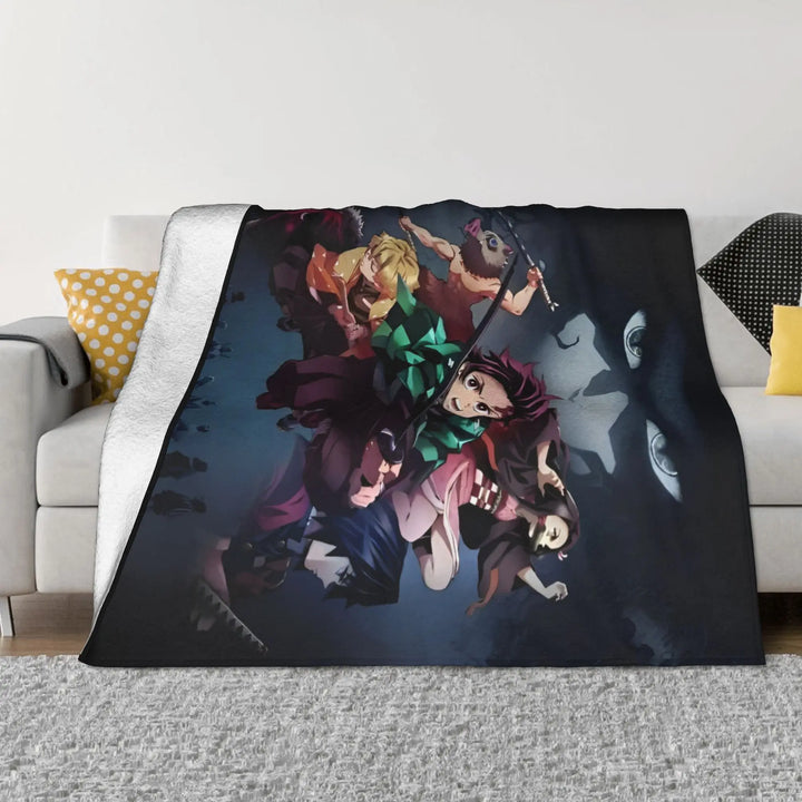 Demon Slayer Japanese Anime Blankets Coral Fleece Plush All Season Portable Soft Throw Blanket for Home Travel Bedding Throws