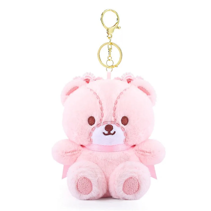 12cm Anime Cartoon Sanrio KT Tiny Chum Little Cham Bear Keychain Hello Kitty Friends Plush Doll Bag Pendant Cartoon Girls Gift