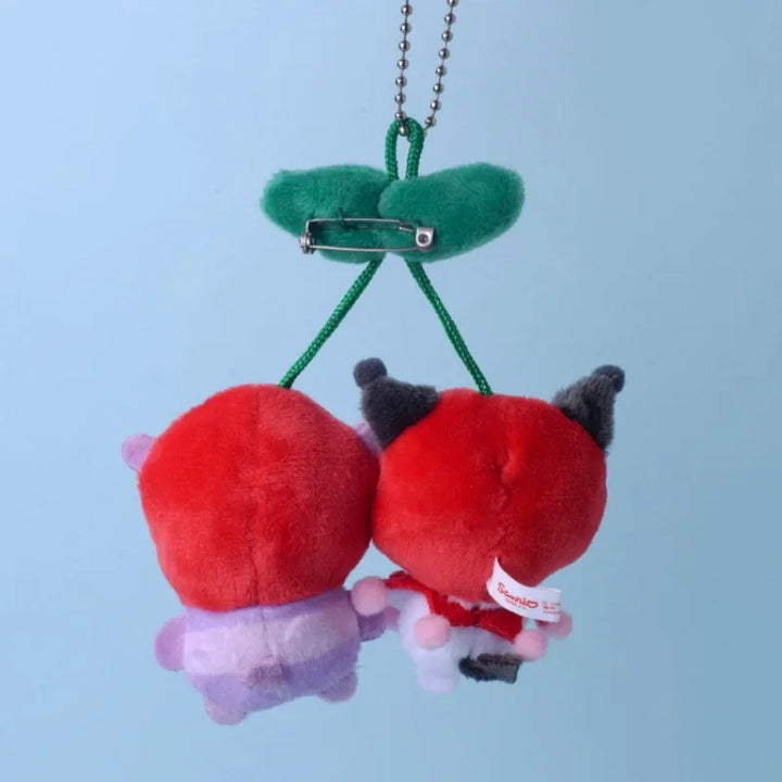 Cherry Series Anime Plush Doll Pendant Sanrio Cartoon Cute Kuromi Hello Kitty Melody Pompompurin Keychain Stuffed Toy Kids Gifts