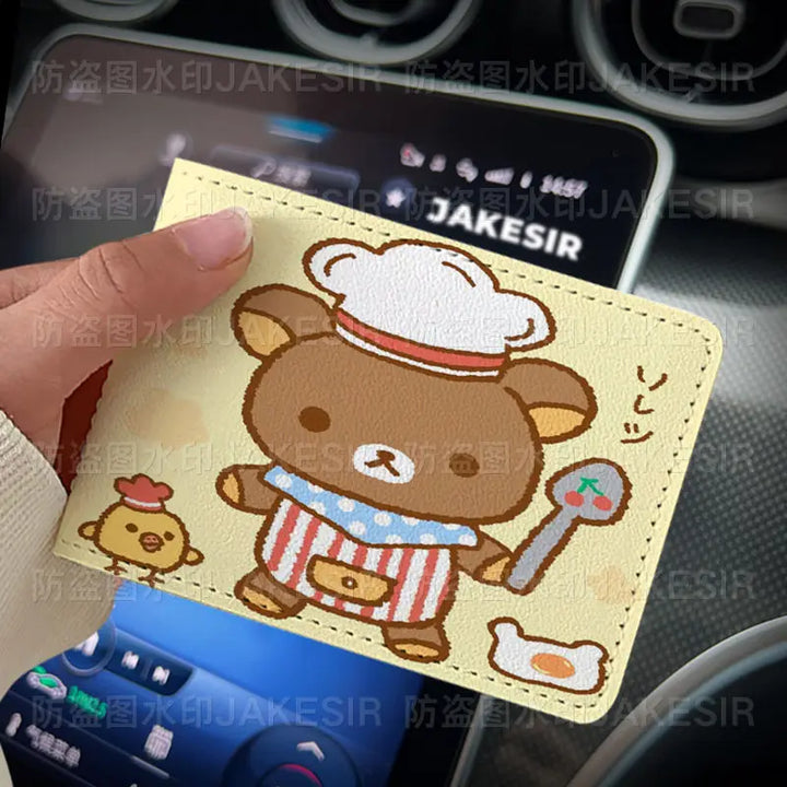 Kawaii Rilakkuma Driver'S License Protective Leather Cover Cartoon Cute Id Card Sleeve Anti Loss Wear-Resistant Girls Gifts
