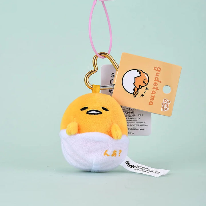 Kawaii Sanrios Gudetama Sam Gudetama Ahiru no Pekkle Plush Doll Keychain Hangyodon keyring My Melody Stuffed Backpack Pendant