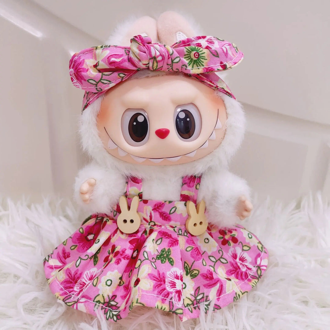 15/17cm Vinyl Plush Doll Clothes Labubu Pendant Lucky Purple Bow Dress Labubu V1/V2/V3 Clothes Accessories