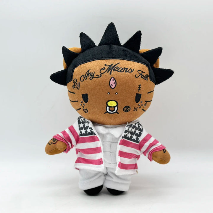 Lil Uzi Vert Hello Kitty Red and White Striped Clothing Plush Doll Figure Stuffed Toys Cute Boys Girls Fans Collect Gifts 26cm