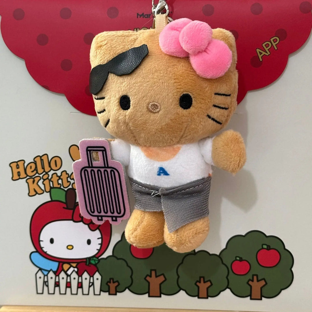 Kawaii Sanrio Black Skin Hello Kitty Luggage Plush Toys Keychain Cartoon Peripherals Stuffed Doll Girl Birthday Creative Gift