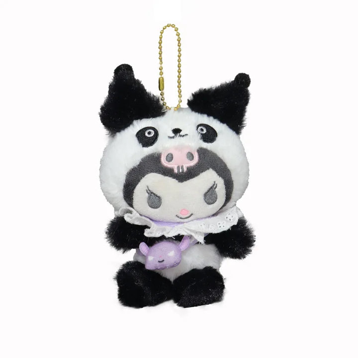 Kawaii Sanrio Kuromi Cinnamoroll Panda Crossbody Bag Cartoon My Melody Plush Toys Keychain Backpack Pendant Girl Christmas Gift