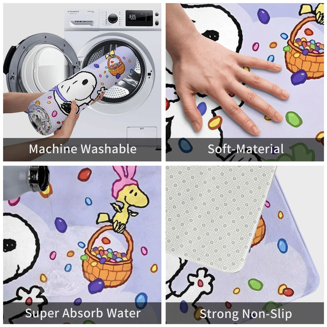 Happy Easter Eggs Snoopy Memory Foam Bathroom Rugs Ultra Soft Non-Slip  Carpet Bath Mat Water Absorbent for Kitchen Shower
