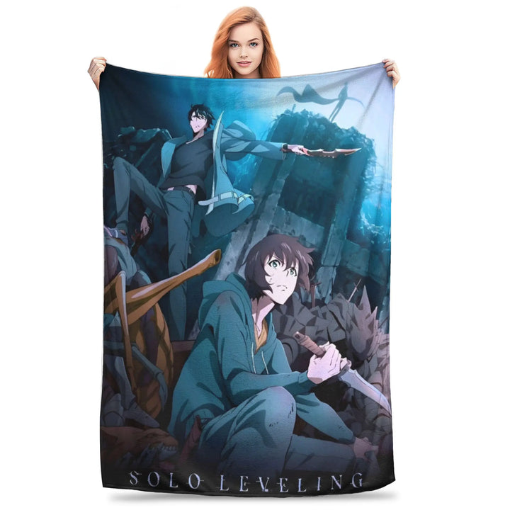 Solo S-ung Jin-woo Leveling Flannel Blanket Anime Novelty Throw Blankets for Home Hotel Sofa  200x150cm Quilt