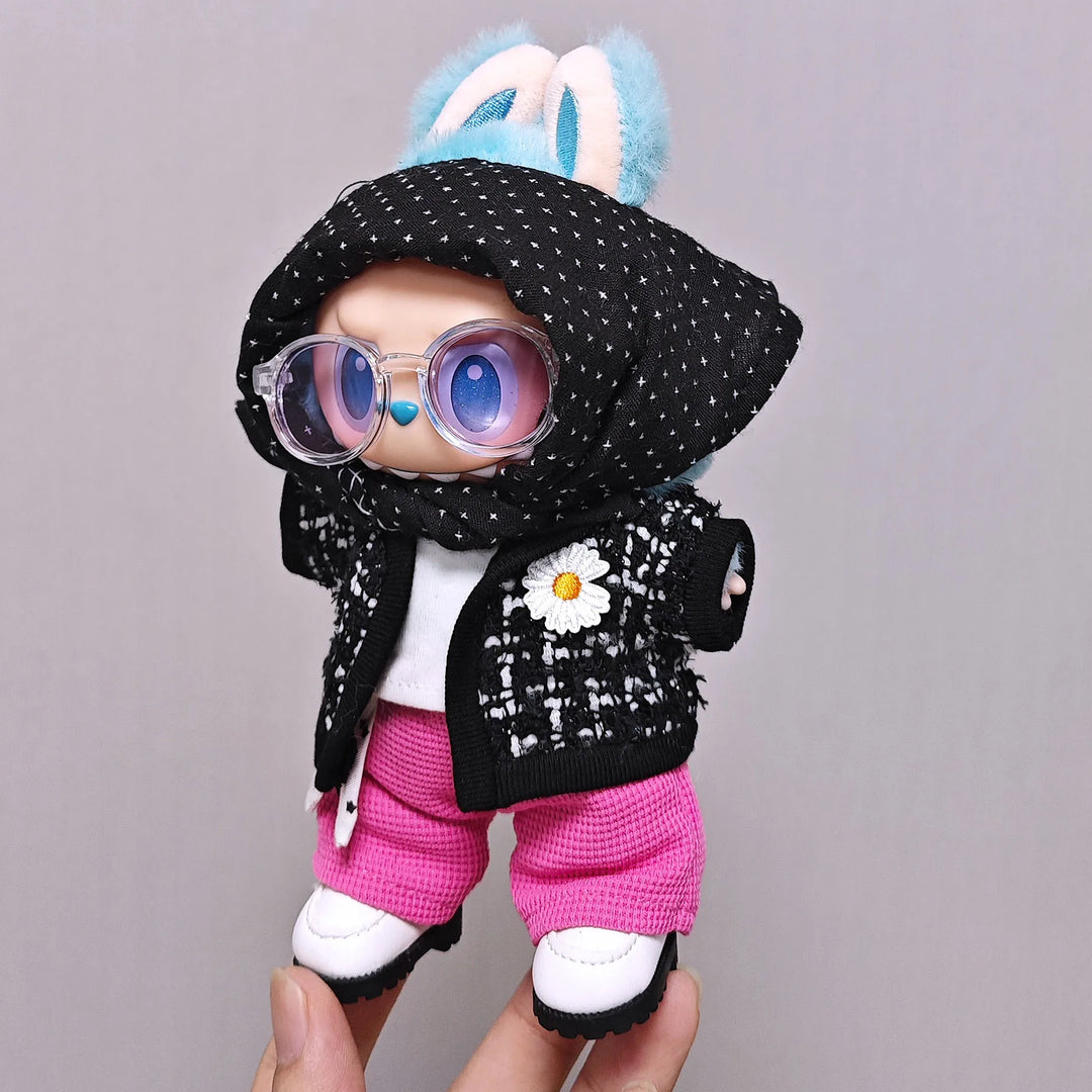 Clothes for Labubu GD-Inspired Airport Style Outfit Scarf Detail + Chic Classic Set Fashionable Doll Clothes for Plush & Pendant