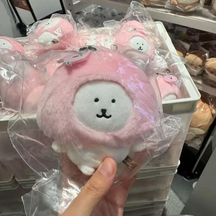 cute Self-deprecating Bear Plush doll Keychains joke bear Peach series Doll Pendant  Hachiware Bag Pendant Decoration Keychain