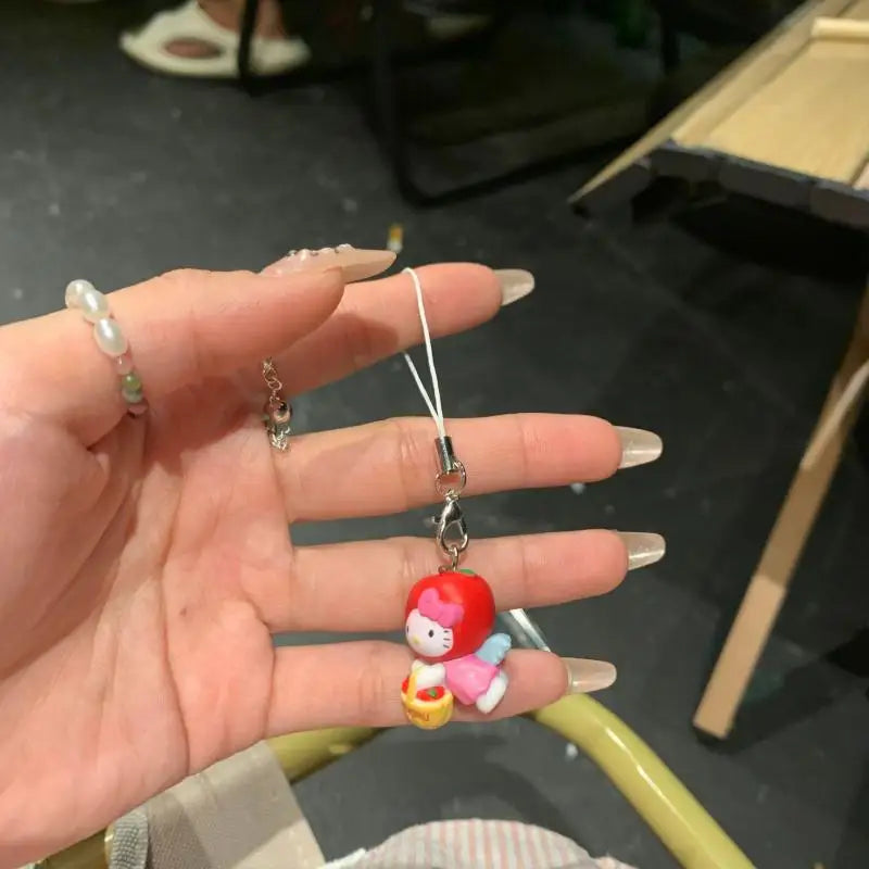 Kawaii Sanrio Hello Kitty Leopard Print Phone Case Keychain Bag Ccd Camera Pendant Creative Peripheral Holiday Gift Accessories