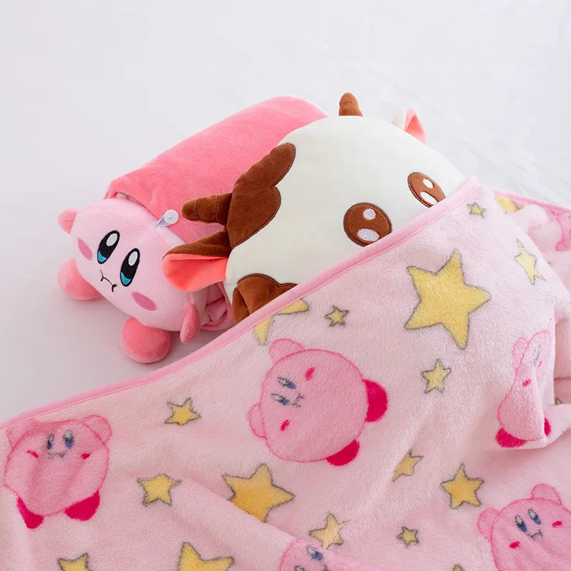 Cute ‌Kirby‌ Blanket Pink Girl Heart Air Conditioner Cartoon Doll Blanket Can Be Used As Pillow Nap Soft Blanket Christmas Gift