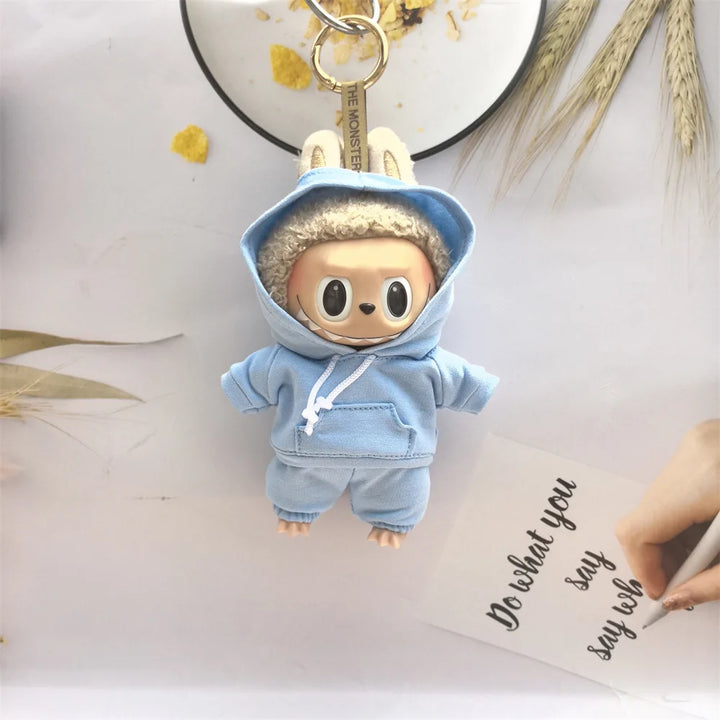 15cm/17cm Labubu Doll Clothes Sitting Party 1st 2nd Generation Outfit White Black Bear Hoodie DIY Gifts