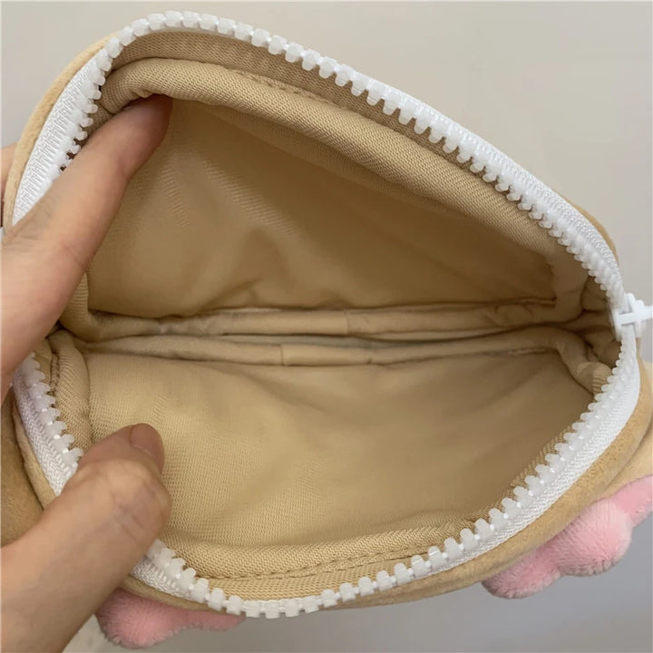 Mocha Dog Plush Makeup Bag Storage Organizer Cute Pencil Case Pouch Cosmetic Toiletry Bag Beauty Case