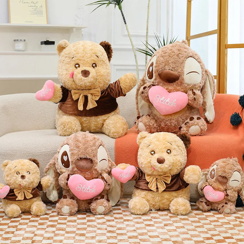 Disney 30/60cm Winnie The Pooh Plush Toys Kawaii Cartoon Plushie Dolls Pillows Lilo and Stitch Plush Kids Birthday Xmas Gifts