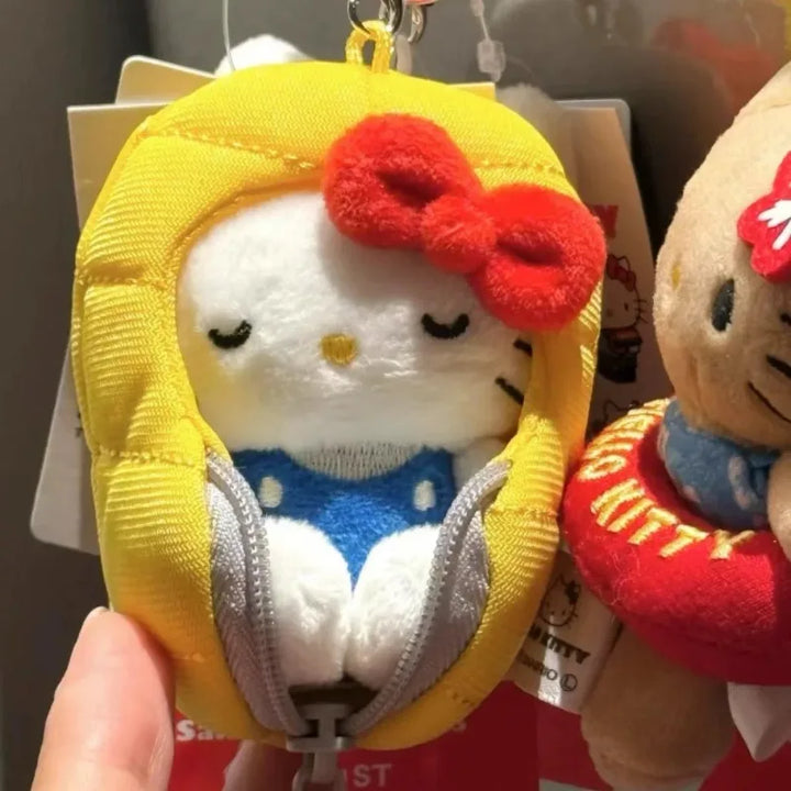 Sanrios Original Plush Doll Melody Keychain sleep baby series me Hallo Kitty Bag Pendant cute sleeping bag Kitty bag Accessories