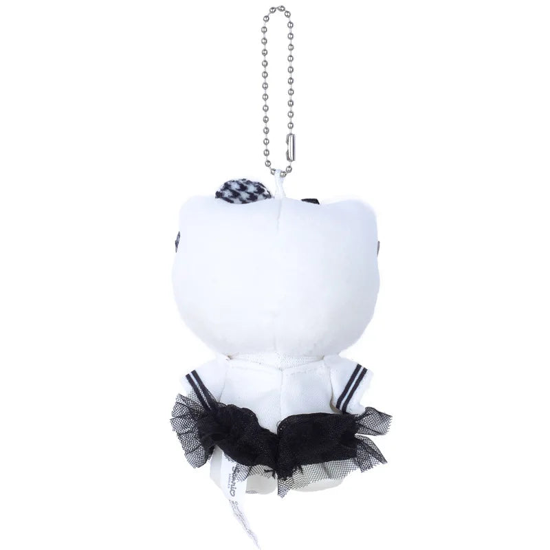 Kawaii Sanrio My Melody Hello Kitty Cartoon Plush Toys Black and White Keychain Backpack Pendant Decoration Girl Birthday Gift