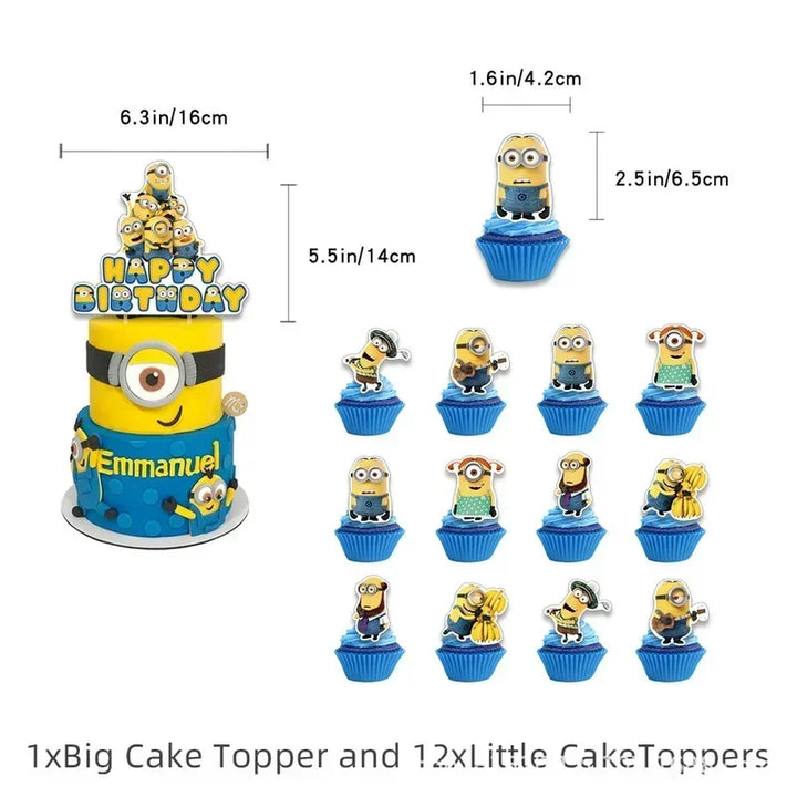 2025 New Minions Themed Children'S Birthday Party Decoration One-Time Flag-Raising Balloon Background Set Program Decoration