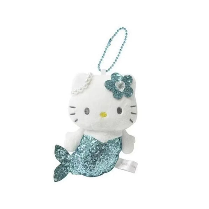 Kawaii Sanrio Hello Kitty Unicorn Black Skin Mermaid Telescopic Plush Keychain Backpack Pendant Decoration Girl Birthday Gift