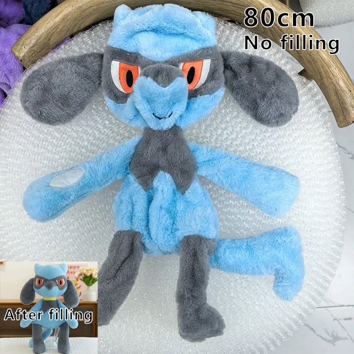 Huge Pokemon Riolu Lucario Anime Plush Toys Pokémon Plushie Kawaii Semi-finished Leather Holster Pillow Gift for Children Xmas