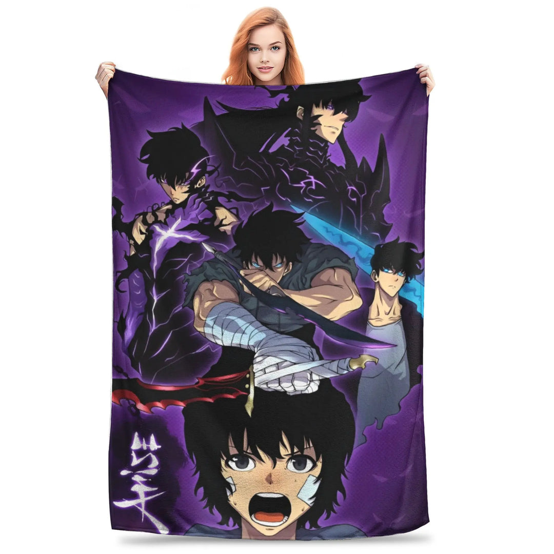 Solo S-ung Jin-woo Leveling Flannel Blanket Anime Novelty Throw Blankets for Home Hotel Sofa  200x150cm Quilt