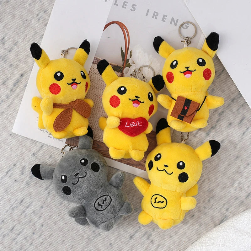 Pokemon Pikachu Plush Keychain Cartoon Cute Doll Key Fashion Couple Bag Charm Key Chain Car Pendant Pikachu Plushie Toy Kid Gift