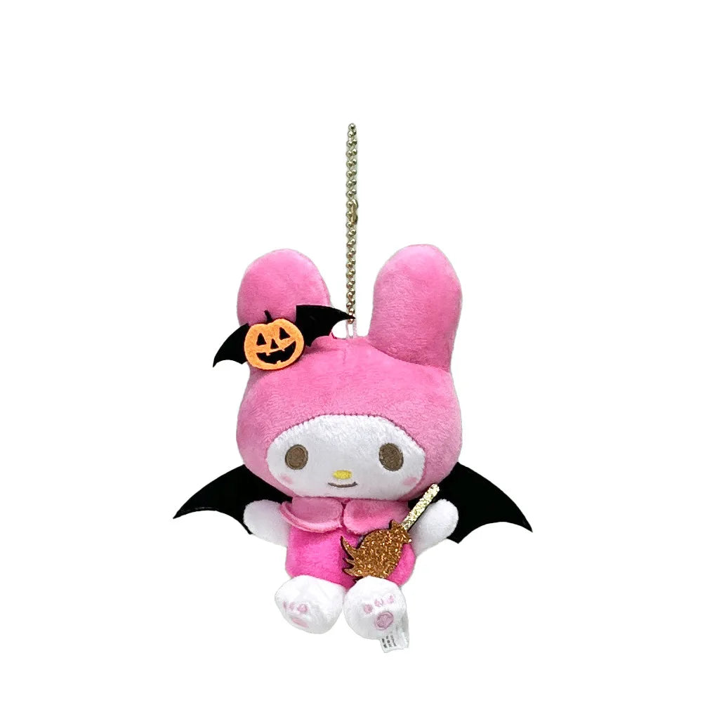 Sanrio Kuromi My Melody Keychain Cartoon Halloween Plush Toys Kawaii Hello Kitty Doll Backpack Pendant Decoration Holiday Gift