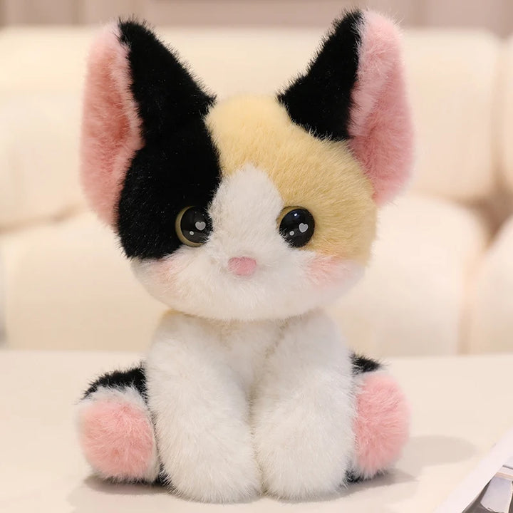 Kawaii Calico Cat Plush Toy Lifelike Animal Devon Cat Soft Doll Office Classroom Desk Decoration Kids Toys Gift Cat Lovers