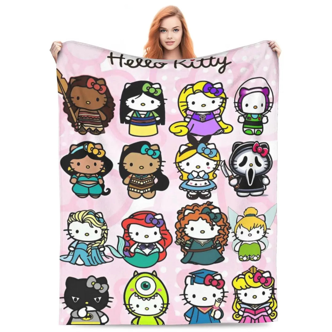 Hello Kitty Zodiac Aquarius Fuzzy Blankets Customized Throw Blanket for Home Hotel Sofa 200x150cm Bedspreads