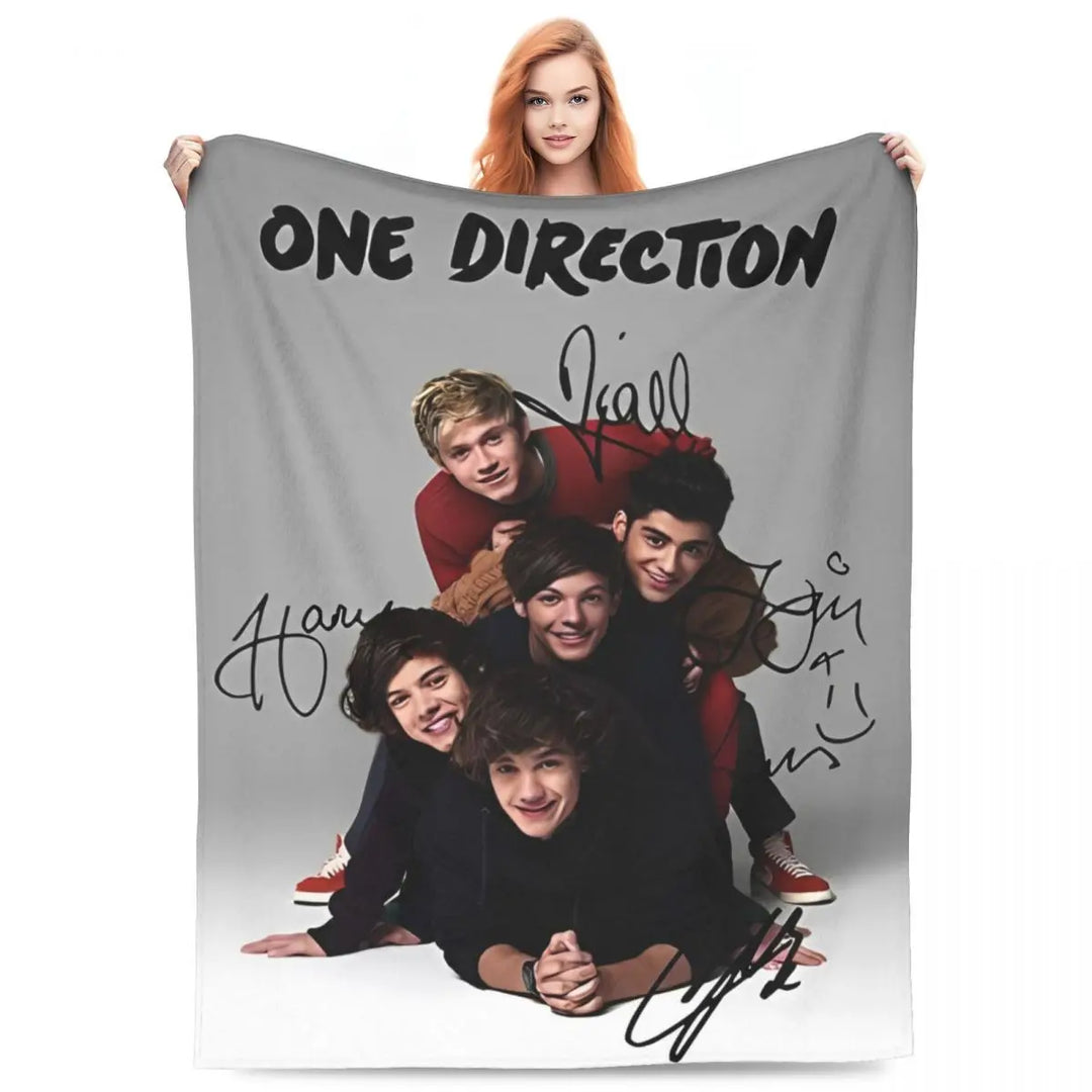 One-Direction Rock 1D Combinatio Blanket Velvet Spring Autumn Breathable Lightweight Throw Blanket for Bed Travel Bedspreads