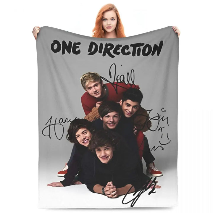 One-Direction Rock 1D Combinatio Blanket Velvet Spring Autumn Breathable Lightweight Throw Blanket for Bed Travel Bedspreads