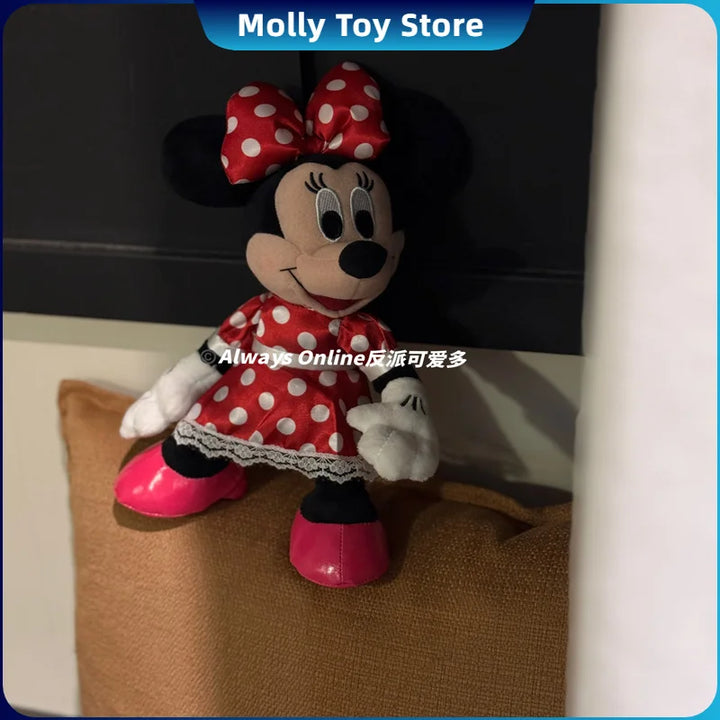Disney Mickey Minnie Plush Doll Toy With Skeleton Stand And Sit Ornaments Joint Movable Plush Doll Room Home Decor Gifs