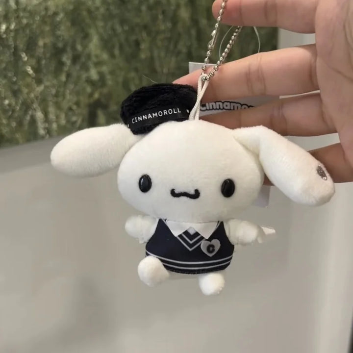Kawaii Sanrios Cinnamoroll  Plush Pendant  Black White Impression dark series Cartoon Stuffed Keyrings Toys Ornament girl Gifts