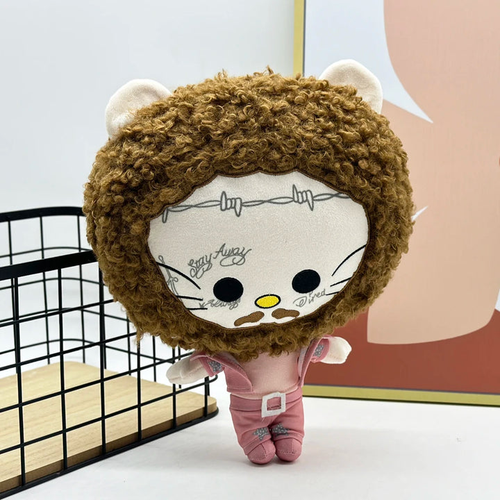 30cm Post Malone Hello Kitty Plush Doll Big Head Pink Suit Plush Toy Figure Stuffed Toys Cute Boys Girls Fans Collect Gift