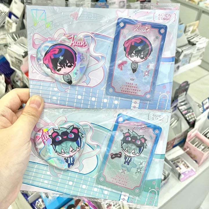 Official Anime Alien Stage Till Ivan Luka Sua Mizi Hyuna Cosplay Heart-Shaped Laser Badge Cartoon Card Emblem Cards Gift Toys