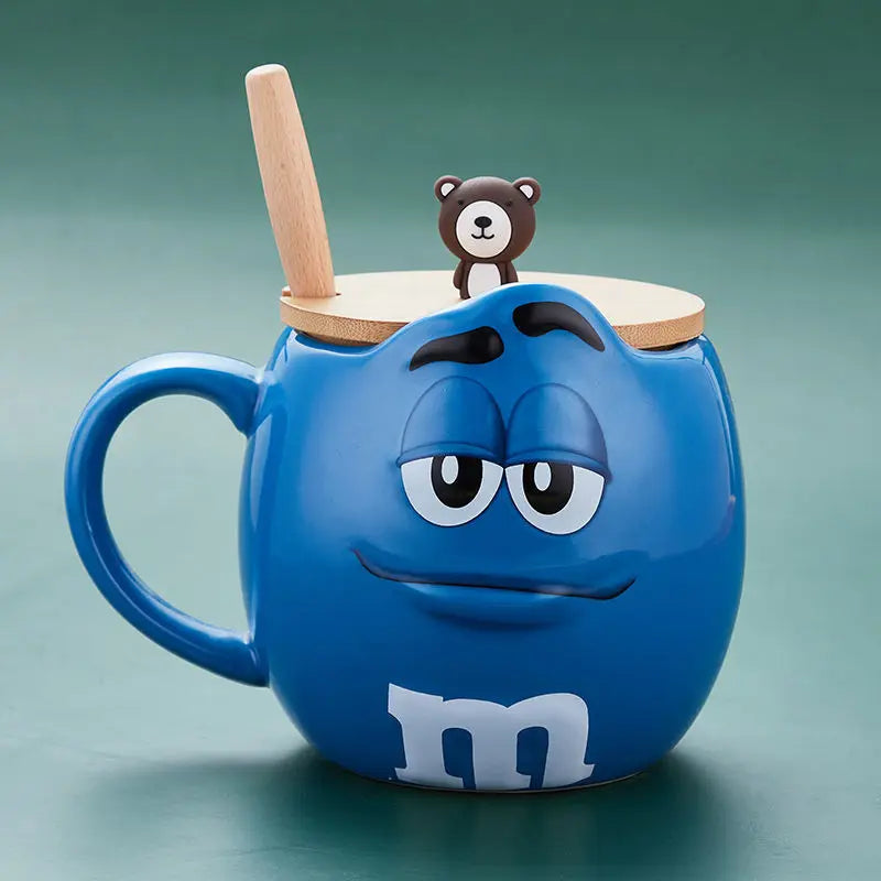 New Hot Chocolate M Beans Ceramics 680ml Mark Water Cup High-Capacity Family Set Table Supplies Funny Facial Expression Cup Gift