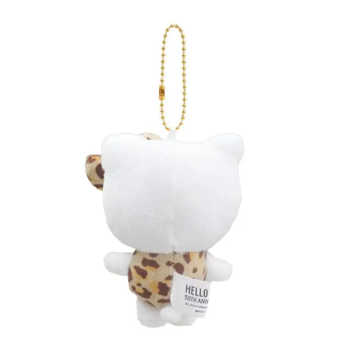 Sanrio Hello Kitty Japanese Cute Cartoon Leopard Pattern Plush Toys Kawaii Keychain Girl Heart Gift Backpack Pendant Accessories