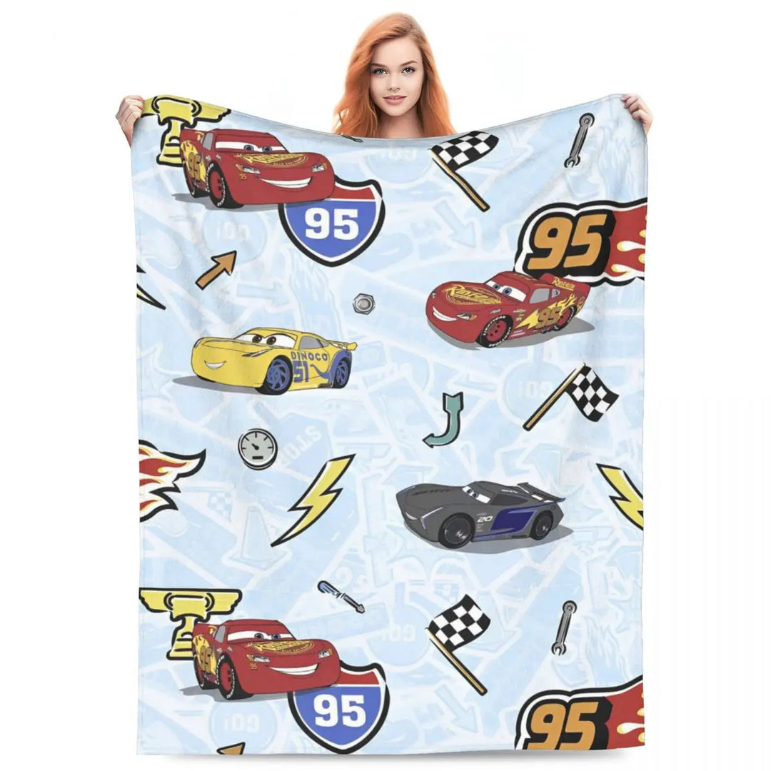 Life Is A Highway Lightning McQueen Flannel Blankets Cars Funny Throw Blankets for Bed Sofa Couch 200x150cm Rug Piece