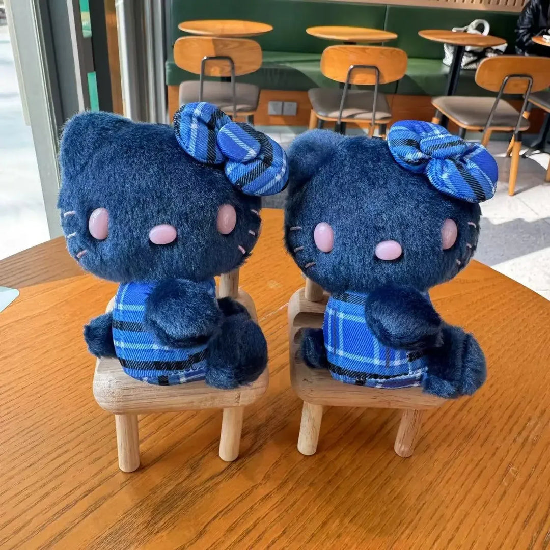 Blue Hello Kitty Plush Doll Pendant Keychain Cartoon Kitty Cat Plush Keychains Bag Accessories Gifts Car Key Pendant