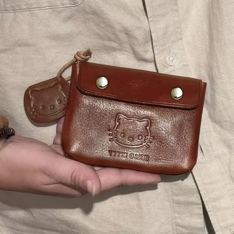 Sanrio Hello Kitty Classic Coin Purse Cortex Short Wallet Storage Bag Anime Peripheral Id Set Storage Bag Student Wallet Gifts