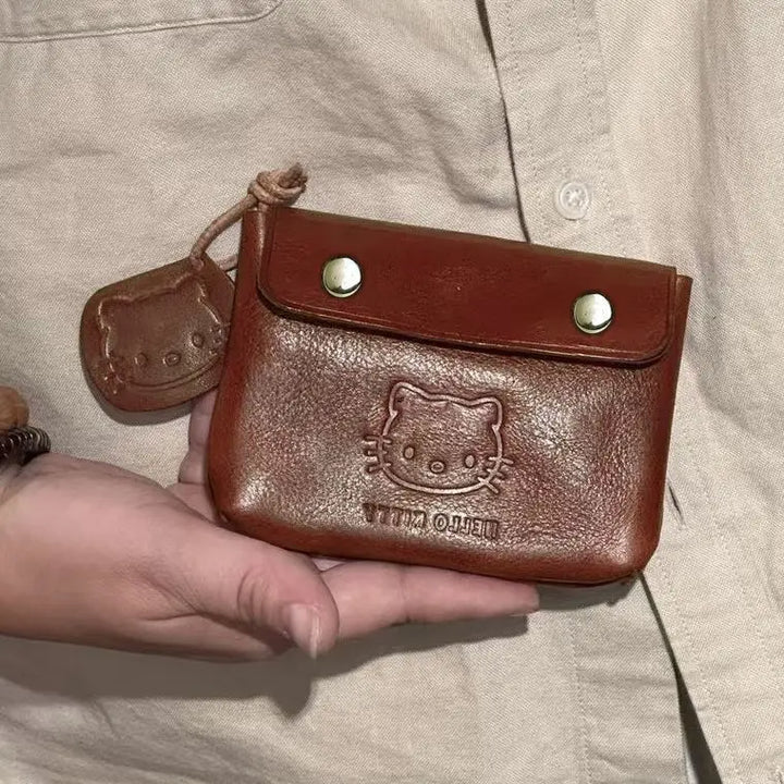 Sanrio Hello Kitty Classic Coin Purse Cortex Short Wallet Storage Bag Anime Peripheral Id Set Storage Bag Student Wallet Gifts