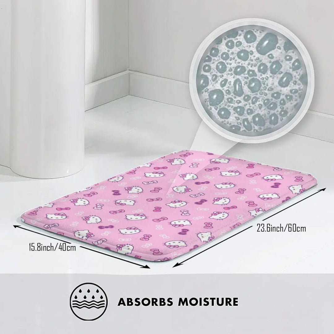 Hello Kitty Cartoon Memory Foam Bathroom Rugs Ultra Soft Non-Slip Carpet Bath Mat Water Absorbent for Shower Tub