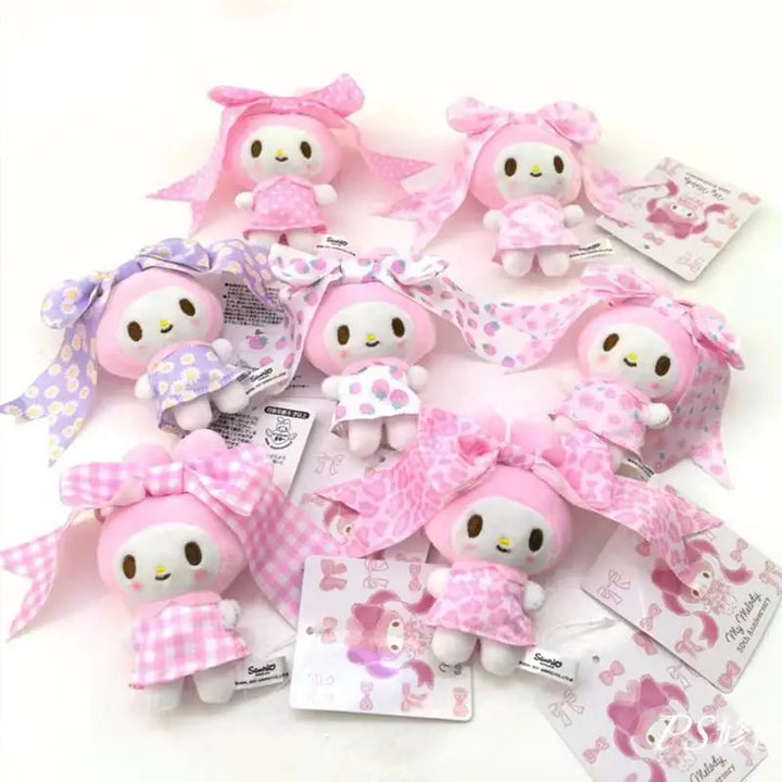 Kawaii Sanrio My Melody 20Th Anniversary Cute Cartoon Candy Pink Plush Toys Keychain Doll Backpack Pendant Girls Holiday Gift