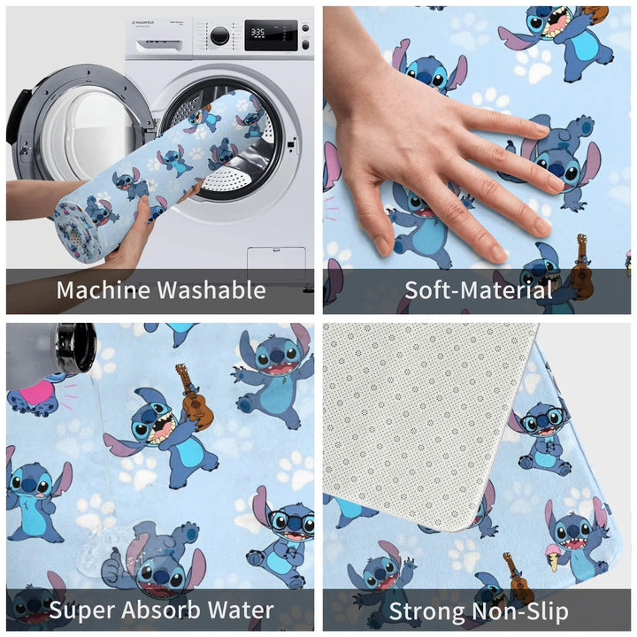 Lilo And Stitch Cartoon Bathroom Rugs Mat Extra Soft and Absorbent  Bath Rugs Mats Carpet Non-Slip for Shower Tub