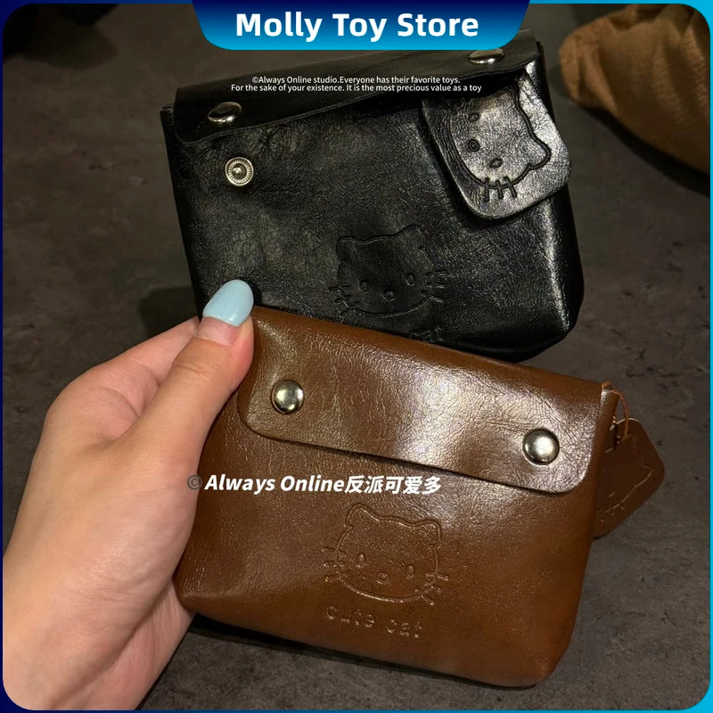 Sanrio Hello Kitty Classic Coin Purse Cortex Short Wallet Storage Bag Anime Peripheral Id Set Storage Bag Student Wallet Gifts