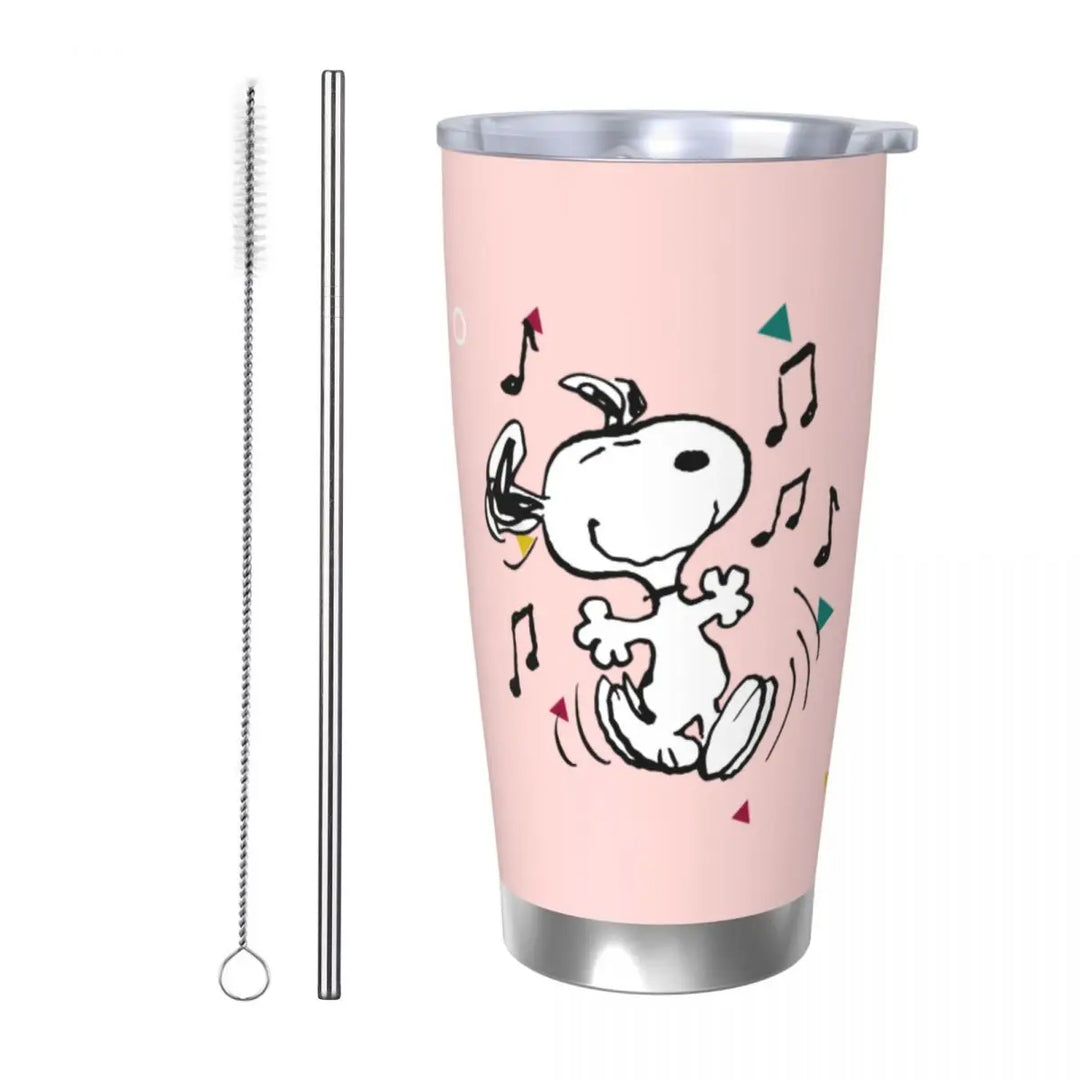 Peanuts Snoopy Flying Ace Insulated Tumbler with Lid Stainless Steel Coffee Mugs Office Home Thermos Bottle Cups, 20oz